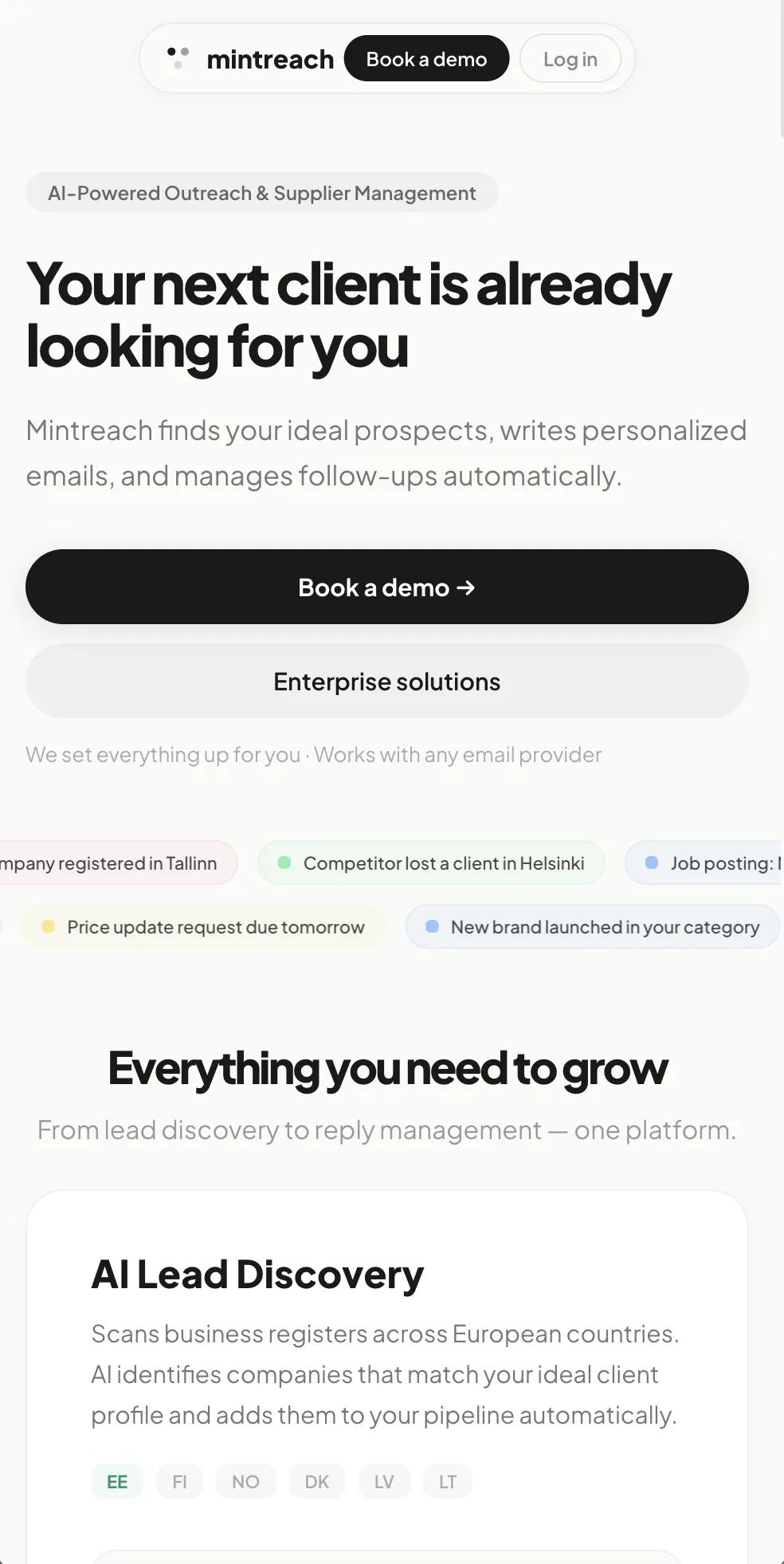 Mintreach e-mailiturunduse tööriist mobiilivaade