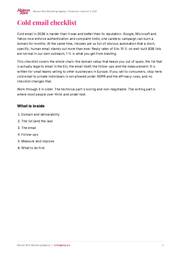 Cold email checklist, page 2