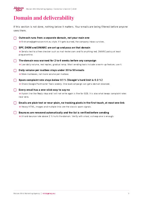 Cold email checklist, page 3
