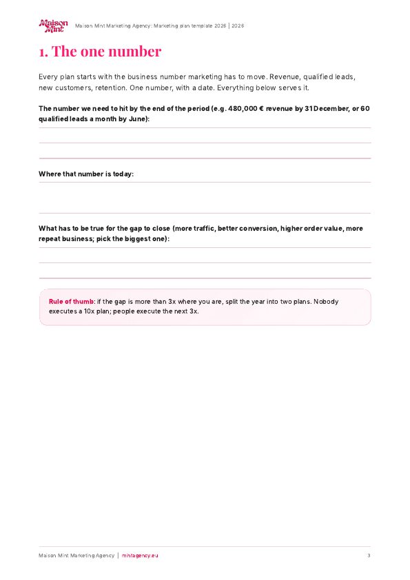 Marketing plan template 2026, page 3