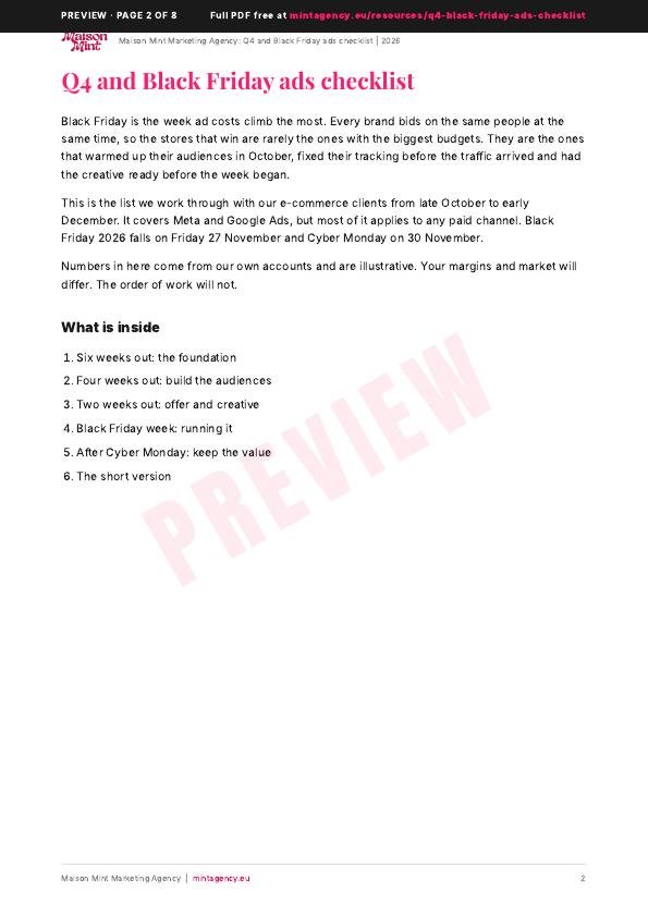 Preview of Q4 and Black Friday ads checklist, page 2