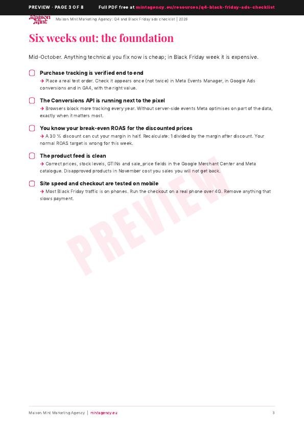 Preview of Q4 and Black Friday ads checklist, page 3